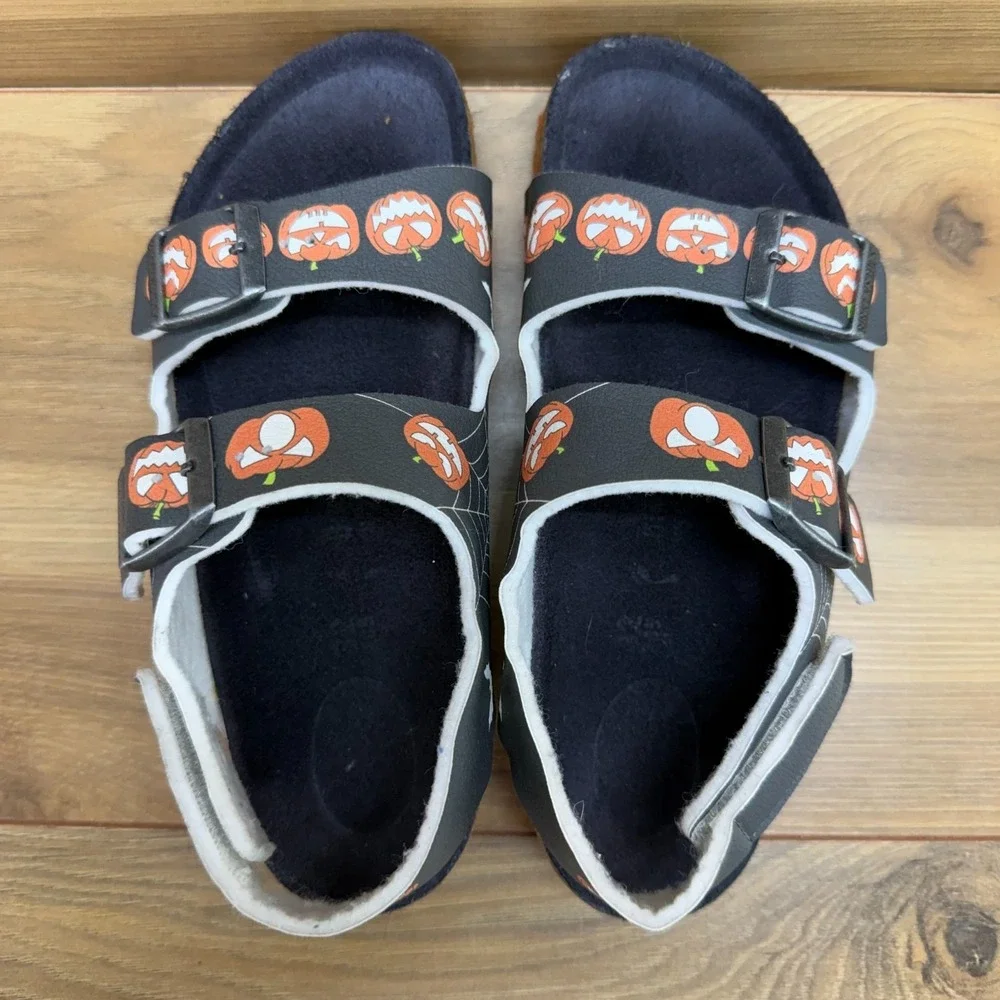Birkenstock Milano Kids Halloween Sandals 1 EU 32‎ Black Orange Walking Casual